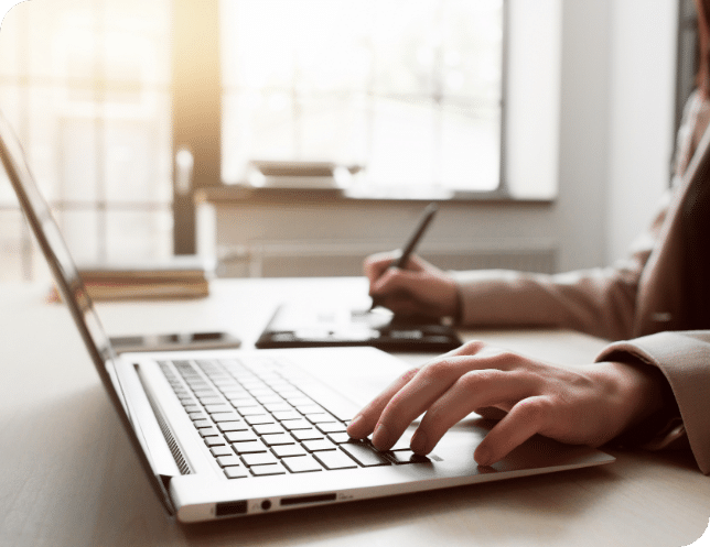 Person working on a laptop